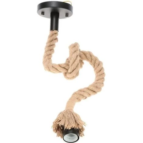 Suspension ajustable en corde de chanvre - U-DO E27 - Industriel Loft - Beige - 2 ampoules - 60W (1/4)