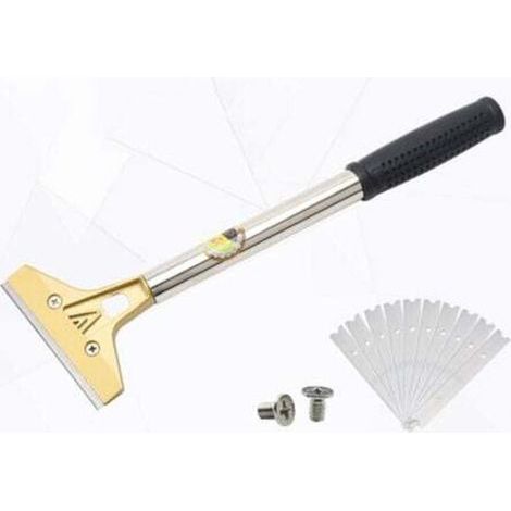 Grattoir pour Plaque avec 10 Lames Métalliques, Heavy Duty Scraper, Universel Grattoirs pour Vitre, Vitrocéramique, Plaque à Induction, Voiture, Miroir, Autocollant, Nettoyage (avec vis) (1/4)