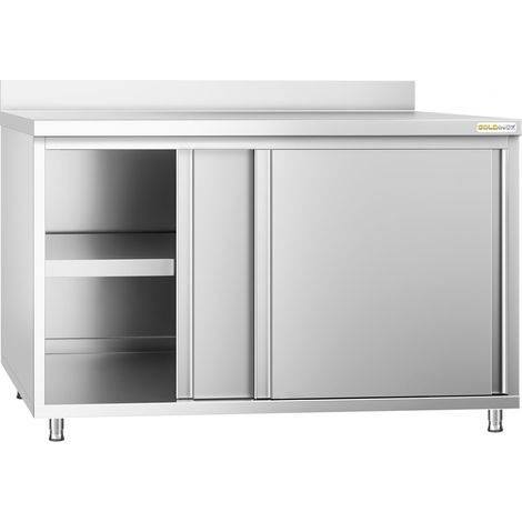 Meuble bas inox 1500x700 mm adossé PREMIUM - GOLDINOX (1/4)