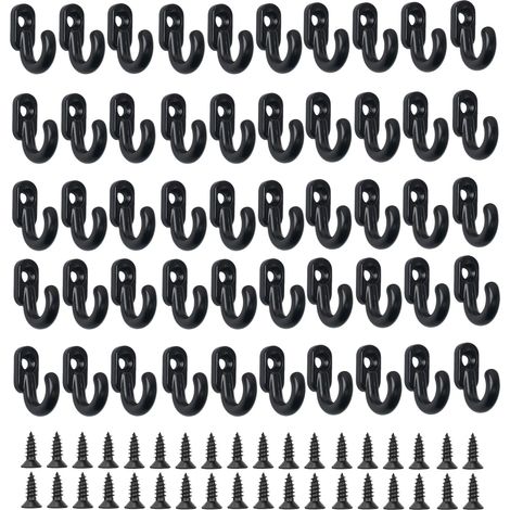 50 Pièces Mini Crochets, Petit Crochet Noir avec Vis, Petits Crochets pour Boîtes à Clés, Bijoux (1/5)