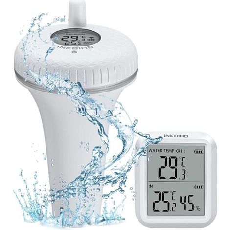 Thermomètre Piscine Flottant,Sans Fil Radio,Thermometre piscine connecte,Lcd Avec Récepteur IBS-P01R Blanc (1/5)