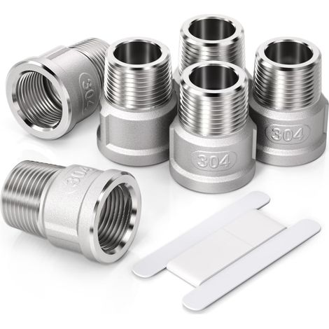 3 Pcs 1/2" mâle vers 1/4" femelle Raccord réducteur à douille hexagonale en acier inoxydable, filetage BSP, pour le raccordement de tuyaux - 3/8"M X 3/8"F (1/5)