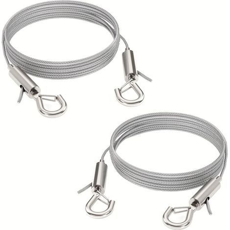 Fil de fer réglable pour miroirs, lampes, panneaux d'affichage, etc., capacité de charge 30 kg, 2 pièces, 2 m x 1,5 mm (1/4)