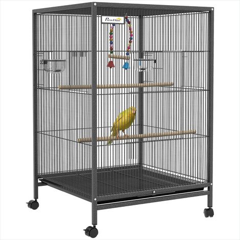 Cage pour oiseaux Cage à oiseaux sur pied avec roulettes (1/5)