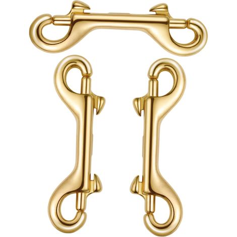 3 Pièces Mousquetons Double Tête en Laiton Or, Résistance aux Intempéries, Coulée de Précision, Accessoires pour Laisse de Chien et Sangles de Bagages, pour Aventures Extérieures (1/5)