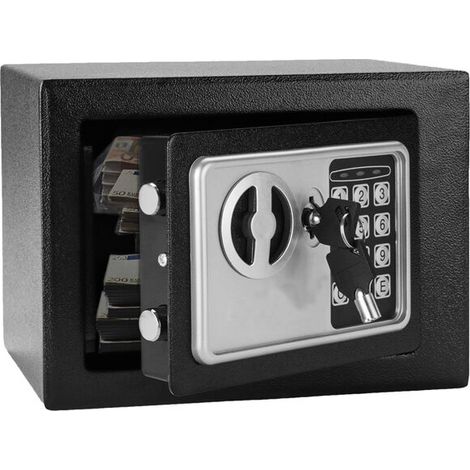 Coffre Fort, Coffre-Fort avec Serrure Électronique, Coffre Fort Mural avec Code/2 Clés - 4,8L-Noir(23 x 17 x 17 cm) (1/5)