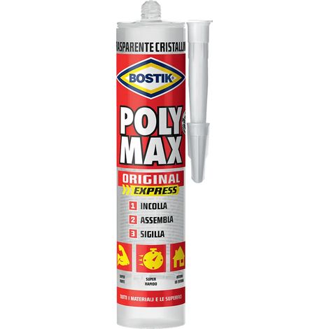ADESIVO SIGILLANTE UNIVERSALE 'POLY MAX' CRISTAL 12 cartucce 300g + 2 scatolette tonno omaggio - BOSTIK