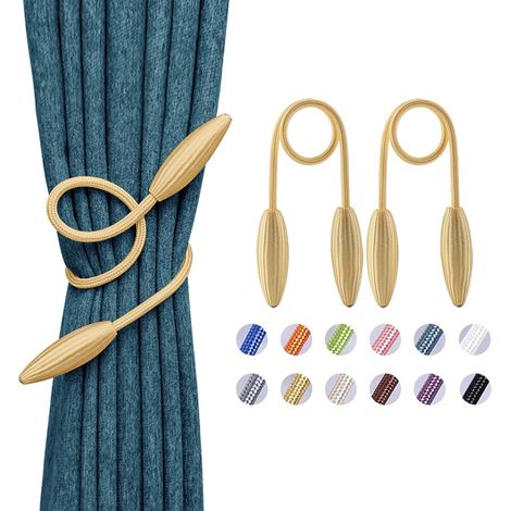 Embrasse De Rideau - À Clipser Sans Perçage - En Polyester Tissé Avec Cristaux Décoratifs - Pour Fenêtres Cuisine Bureau Salon - Lot De 2 (1/5)