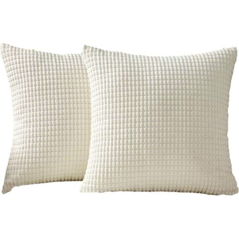 Lot de 2 housses de coussin motif grain de maïs – Beige clair – Dimensions 45 × 45 cm (1/5)