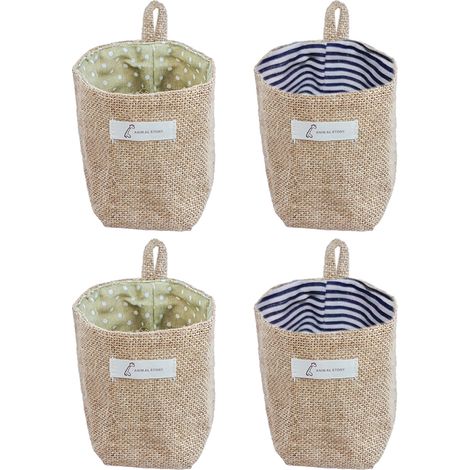 Panier De Rangement Murale - Coton Lin - Pliable - Pour Salle De Bain Cuisine Chambre - 1 Pièce (1/5)