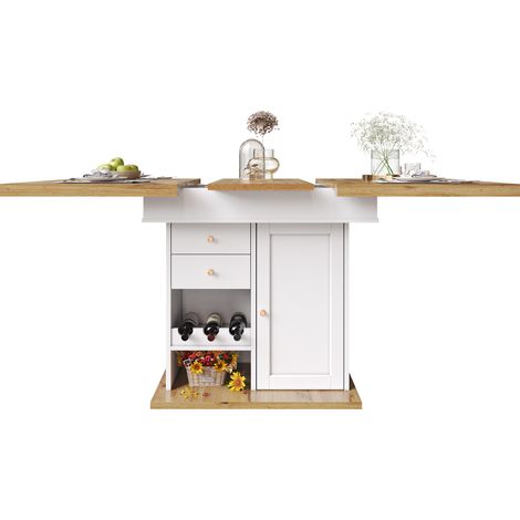 CAIziTable de salle à manger extensible (110-140×80 cm), table de cuisine pliante pour 4-6 personnes, table à manger extensible, table de cuisine peu encombrante, pour cuisine et salon, table avec éta (1/5)