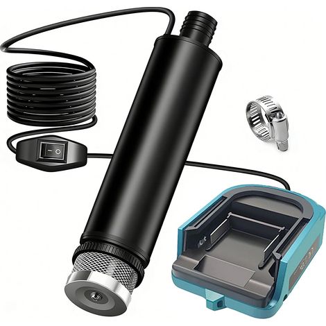 Pompe à eau sans fil compatible avec batterie 18V, 30 L/min, câble de 4,2 m, hauteur de refoulement max 16FT (4,9m), pour jardin piscine spa bassin puisard camping drainage (sans batterie) (1/5)