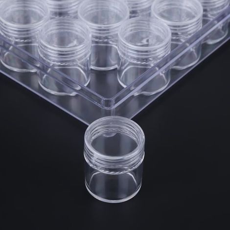 Dioche petits contenants ronds 30 pièces en plastique transparent stockage de perles de bijoux petits pots ronds avec boîte (1/4)