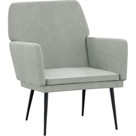 Fauteuil gris clair, 62x79x79 cm, velours. (1/5)