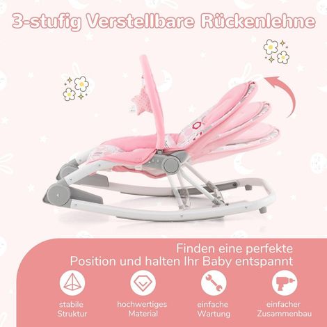 Columpio portatil plegable para bebe 2 en 1 con respaldo ajustable de 3 niveles color rosa