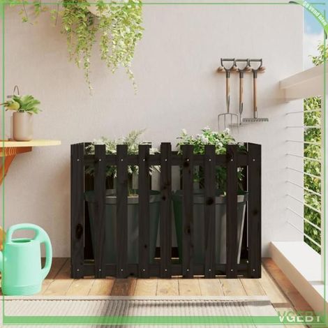 Lit surélevé de jardin - FAFEICY - 832484 - Bois de pin massif - Noir - 100x50x70 cm (1/5)