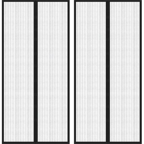Fliegengitter-Türvorhänge 2 Stk. Magnet Schwarz 220x110 cm