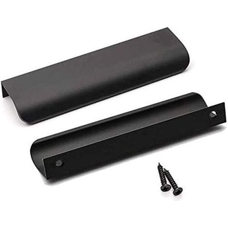 Lot de 5 Poignée Profil Noir Poignee de Meuble Cuisine Noir -128 Poignée Cuisine Noir Poignée Meuble Noir Mat en Alliage d'Aluminium Entraxe 128mm Longueur 150mm (1/5)