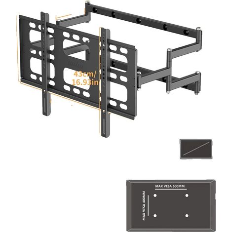 Soporte de pared para TV, compatible con televisores de 55 a 100 pulgadas, soporta hasta 220 libras, de 40 a 85 pulgadas. (1/2)