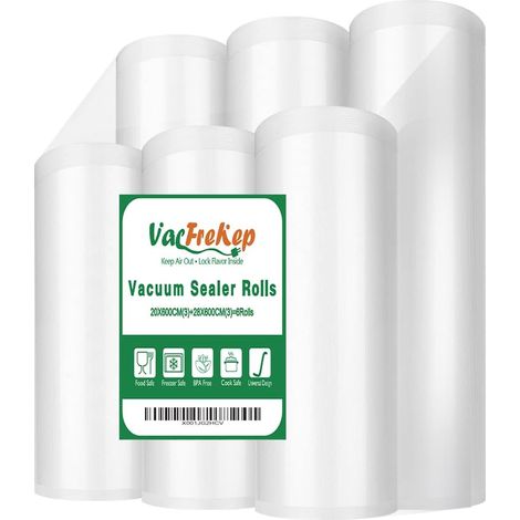 6Rouleau 20x600cm et 28x600cm Pour Machine Sous Vide,Rouleau Sac Sous Congelation Vide Alimentaire sans BPA au total (1/5)