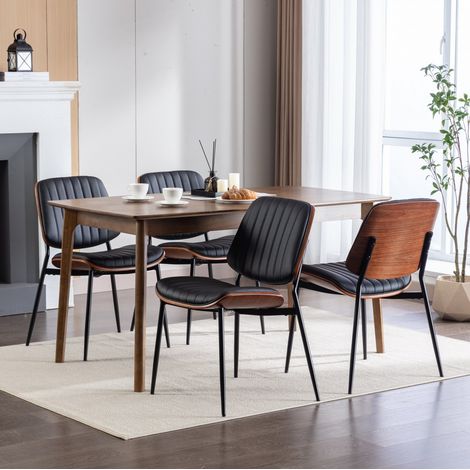 Stuhl Esszimmerstuhl schwarz PU Leder ergonomisch OKMYHOME (1/5)