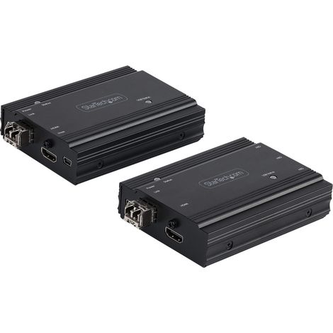 Startech.com extender hdmi fibra ottica - kit trasmettitore/ricevitore audio video hdmi 4k e usb - 300m (multimodale) - estensore hdmi con 2 moduli sfp+ 10g mmf - kvm extender console (tx/rx) - SV565F (1/4)