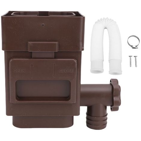 Downspout filter, weatherproof, space-saving, gutter sheet adapter for 3-4 inch downspout, brown (1/5)