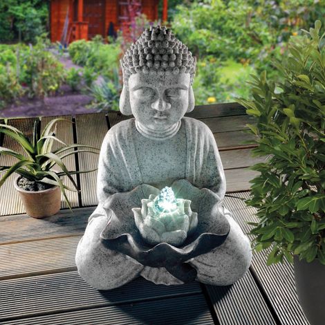 esotec Solarbrunnen Buddha mit Akku und LED Licht Wasserspiel wetterfest 101327 (1/5)