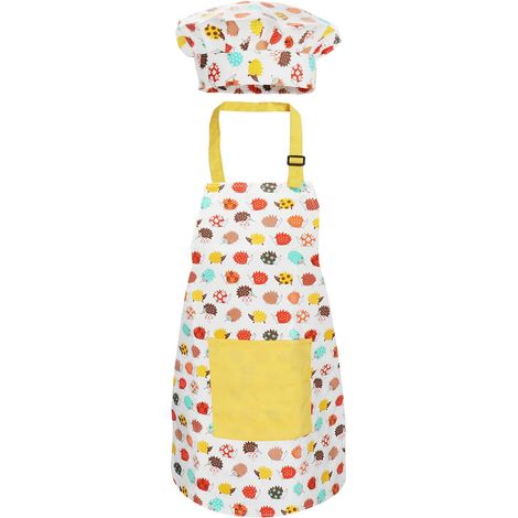Tablier et toque de chef pour enfants - Tablier de cuisine mignon pour enfants avec sangle de cou réglable et poches - Pour garçons et filles - 2 tailles (1/5)