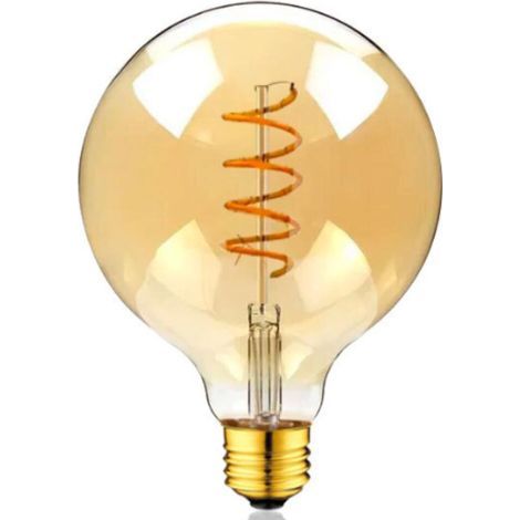 Ampoule LED E27 connectée, G125, blanc chaud, 360 lumens, 3 watts, ambré, design vintage (1/5)
