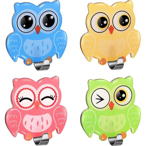 Crochet Adhésif, 3M Hibou Crochet Mural Porte Serviette Salle de Bains En Acier Inox Auto-Adhesif Imperméable et Résistant à l'huile pour la Cuisine Salon et le Bureau Crochet à Vêtements Enfant (1/3)