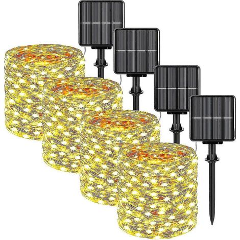 Guirlande lumineuse solaire 200 LED, lot de 4, pour décoration de Noël à la maison (1/5)