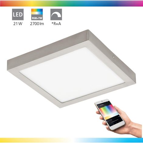 EGLO 33211 Spot LED en saillie Crosslink FUEVA-C nickel mat L : 30 cm l : 30 cm H : 4 cm dimmable 2700-6500K avec fonction Connect (1/5)