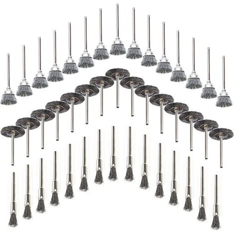 45 pièces Brosses Métalliques, Fil d'acier Inoxydable Métallique de Forage Brosses Rotatifs, pour Métal pour Perceuse Outils, Polissage, Dérouillage, Bois en Ébarbage (1/4)