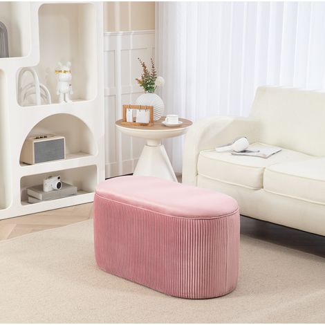 Banc coffre velours rose avec assise rembourrée, rangement intégré et pieds antidérapants, style rétro français pour entrée, chambre ou salon - CHICFURN (1/5)