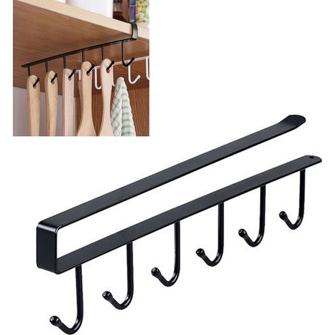 Metall-Schubladenhaken ohne Bohren – Multifunktionaler 6-Tassen-Halter – Aufbewahrung in Speisekammer und Küchenschrank (1/5)