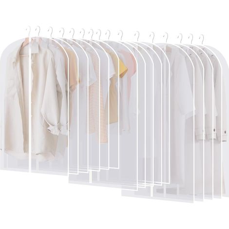 16 Housses de Vêtements, 60x120/100/80cm, Semi Transparents Housse Vetements à Suspendre avec Zip, Anti Poussière Etanche Mite Humidité, Housse Vetement Penderie pour Costumes, Robes, Vestes, Chemises (1/5)