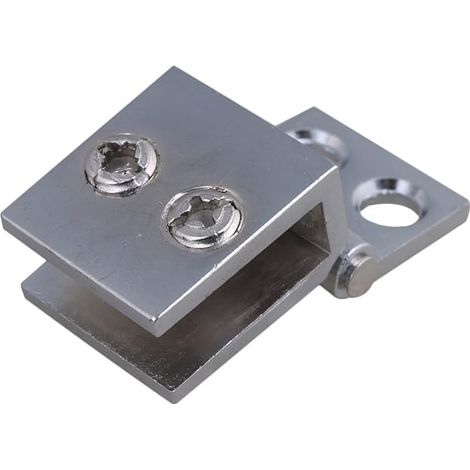 Support de charnière de porte de salle de bain en métal pour porte en verre argenté à 90 degrés
