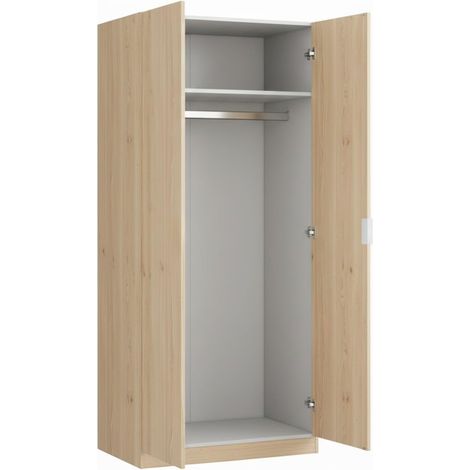 Armadio Guardaroba A 2 Ante Con Asta Appendiabiti E Ripiano Interno Mobile Armadio Salvaspazio Per Camera Da Letto Ingresso Ripostiglio Design Moderno Minimal 81 x 52 x 180 Cm Rovere Chiaro - Colore: 