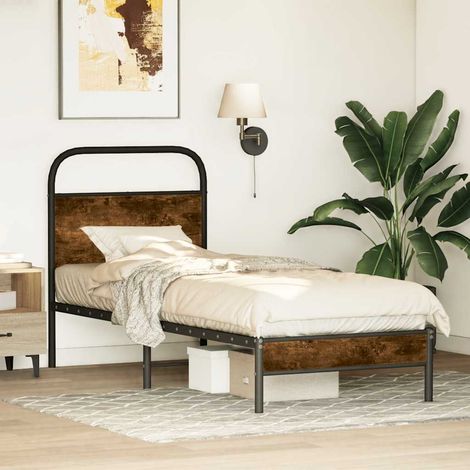 Maison Exclusive - Bettgestell ohne Matratze 75x190 cm Räuchereic (1/5)