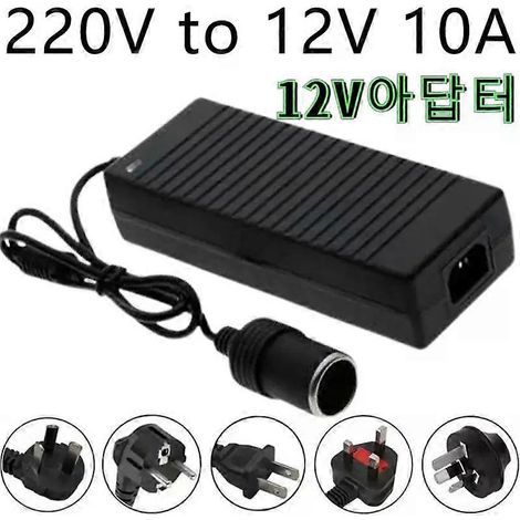 HONORNIC - Adaptateur secteur pour voiture 220 V vers 12 V 10 A - Adaptateur allume-cigare - Accessoires auto 12 V