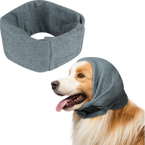 Cache-Oreilles pour Chien Snood pour Chien Cache Cou Chien, Protection Oreille Chien, Cache-Oreilles sans Rabat pour Chien avec Auto-adhésif Réglable pour Protection Contre Le Bruit(Gris-L) (1/5)