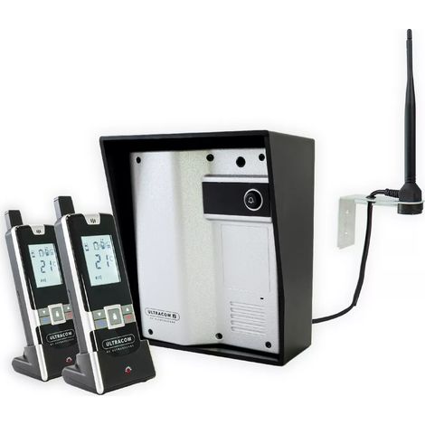 Interphone 600m autonome sans-fil - UltraCOM2 SOLO visière noire + 2 combinés + antenne : contourner obstacle / pilier (1/5)