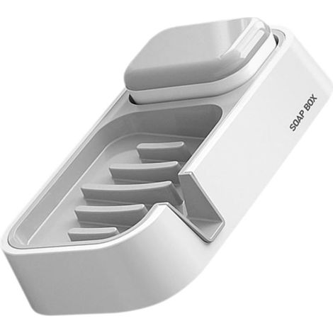 Support Mural pour Vaisselle Auto-drainante avec Brosse Boîte De Rangement Décorative en Abs Facile À Nettoyer pour Salle De Bain (1/5)