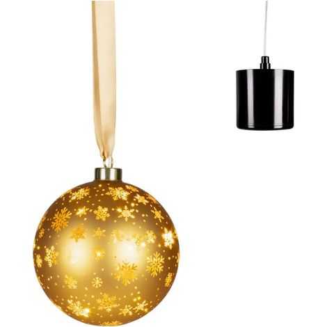 Esfera navideña dorada con LED 14 cm (1/4)