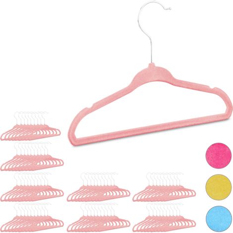 Set 80 grucce da bambino, in plastica, kit morbide stampelle per bambini, velluto HxLxP: 18x28x0,5 cm, rosa