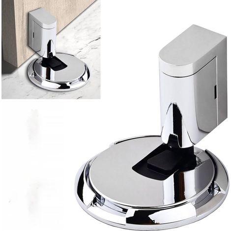 Butée de porte à coller au sol - Butée de porte magnétique - Butée de porte lourde sans perçage - Cale de porte autocollante,Argent. (1/5)