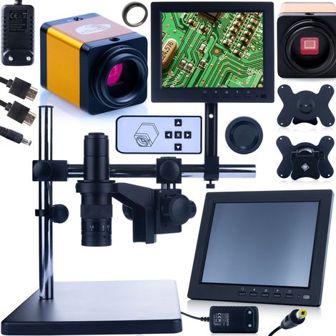 Microscopio digitale Earth Pro MCEP-0.5X-PZRR con braccio regolabile + display da 8 pollici per il microscopio + supporto per il display del microscopio digitale + fotocamera per microscopio PEGASUS P