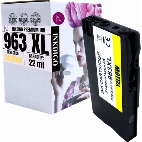 Tinta Inkdigo 963XL compatible con HP OfficeJet Pro 9010, 9019, 9026 y 9010e. Certificación TÜV. (1/5)