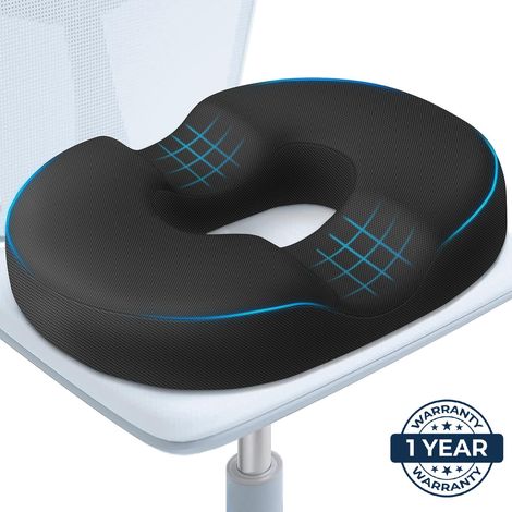 Coussin Siège Donut en Mousse à Mémoire de Forme - Confort Premium pour Bureau et Maison, Oreiller Orthopédique pour Chaise, Soulagement Douleur (1/5)